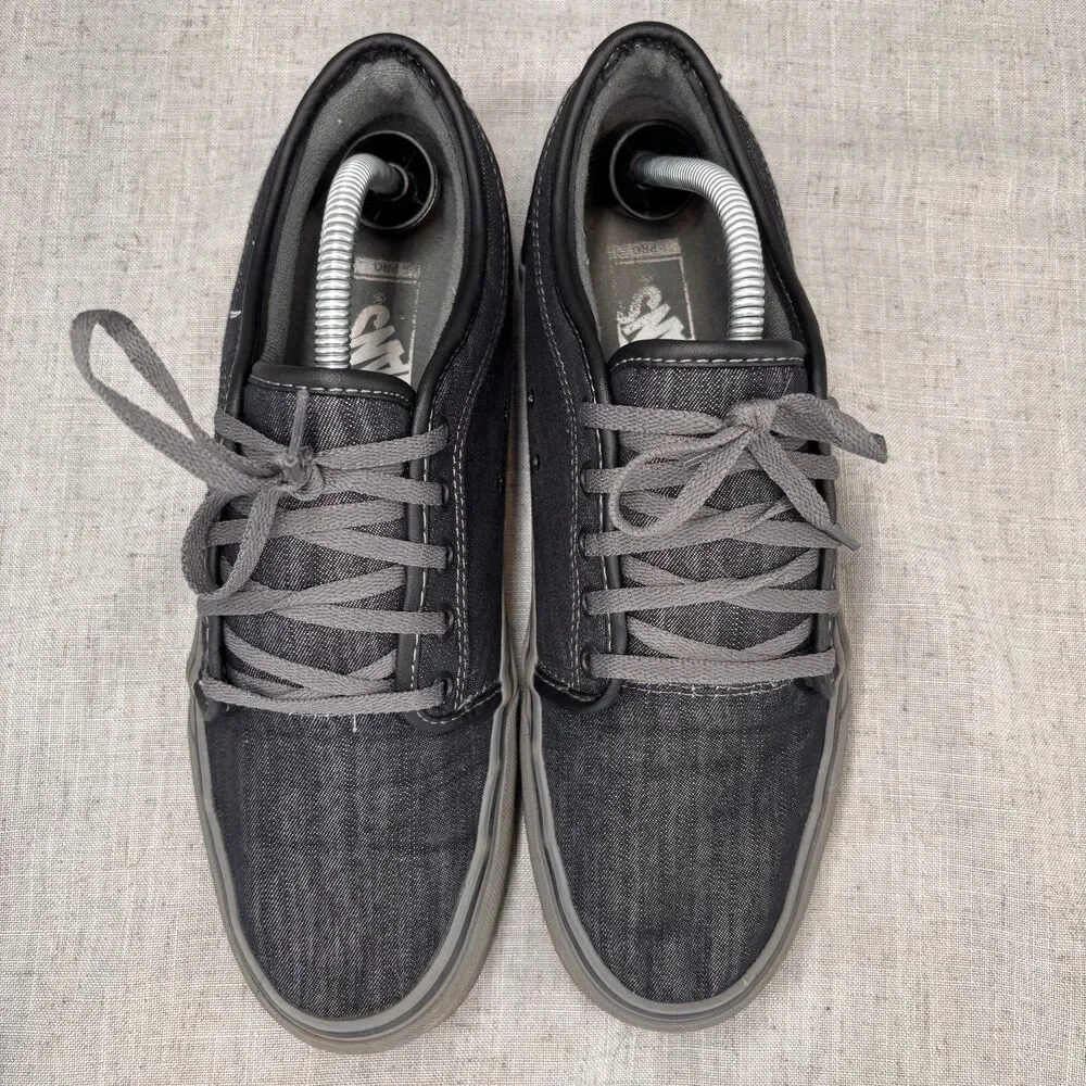Vans Chukka Low Shoes Grey Black Chambray Lace Up Low Top Skater Men's Size‎ 9